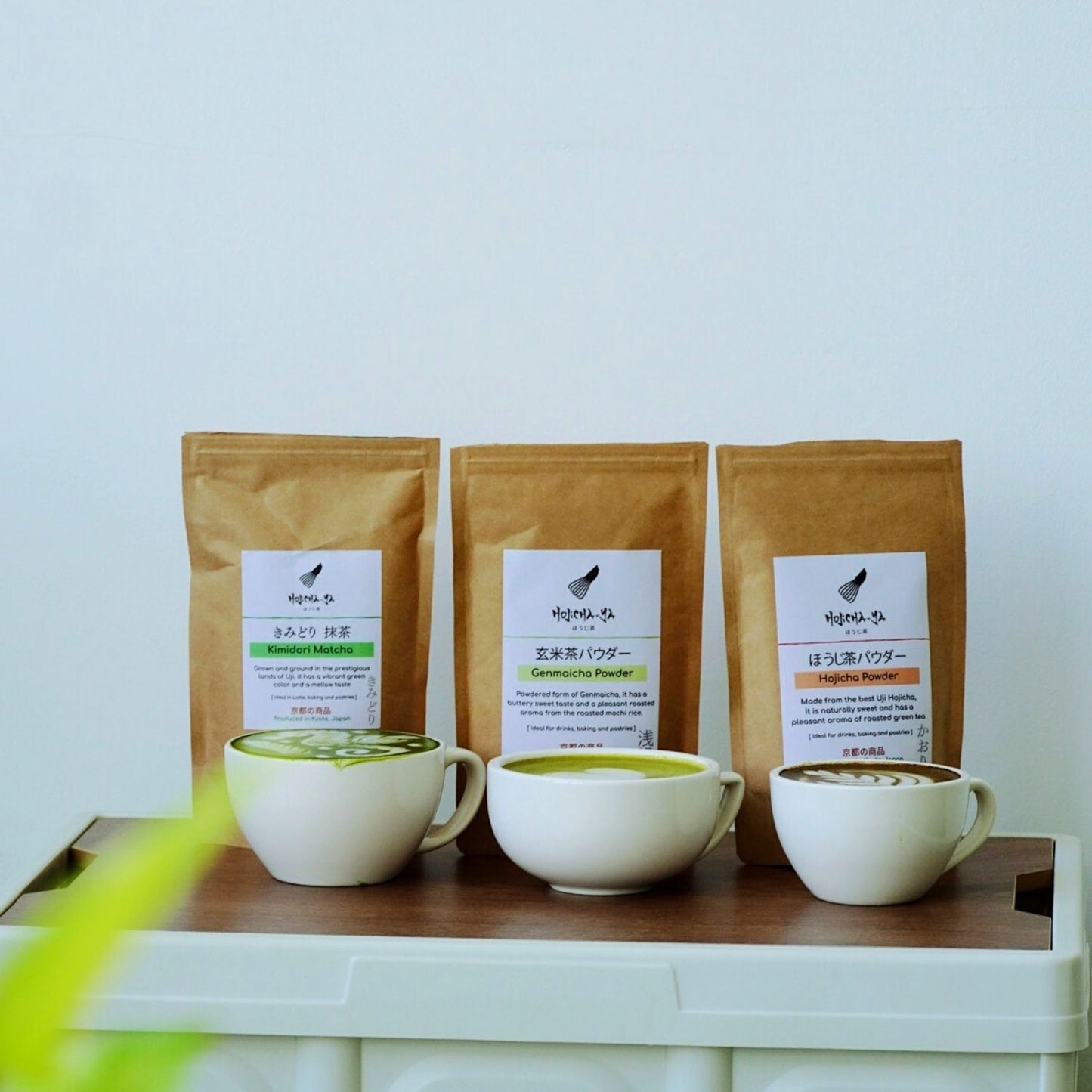 Japanese green Tea Powder Trio bundle with packaging produced in Japan for the genuine taste