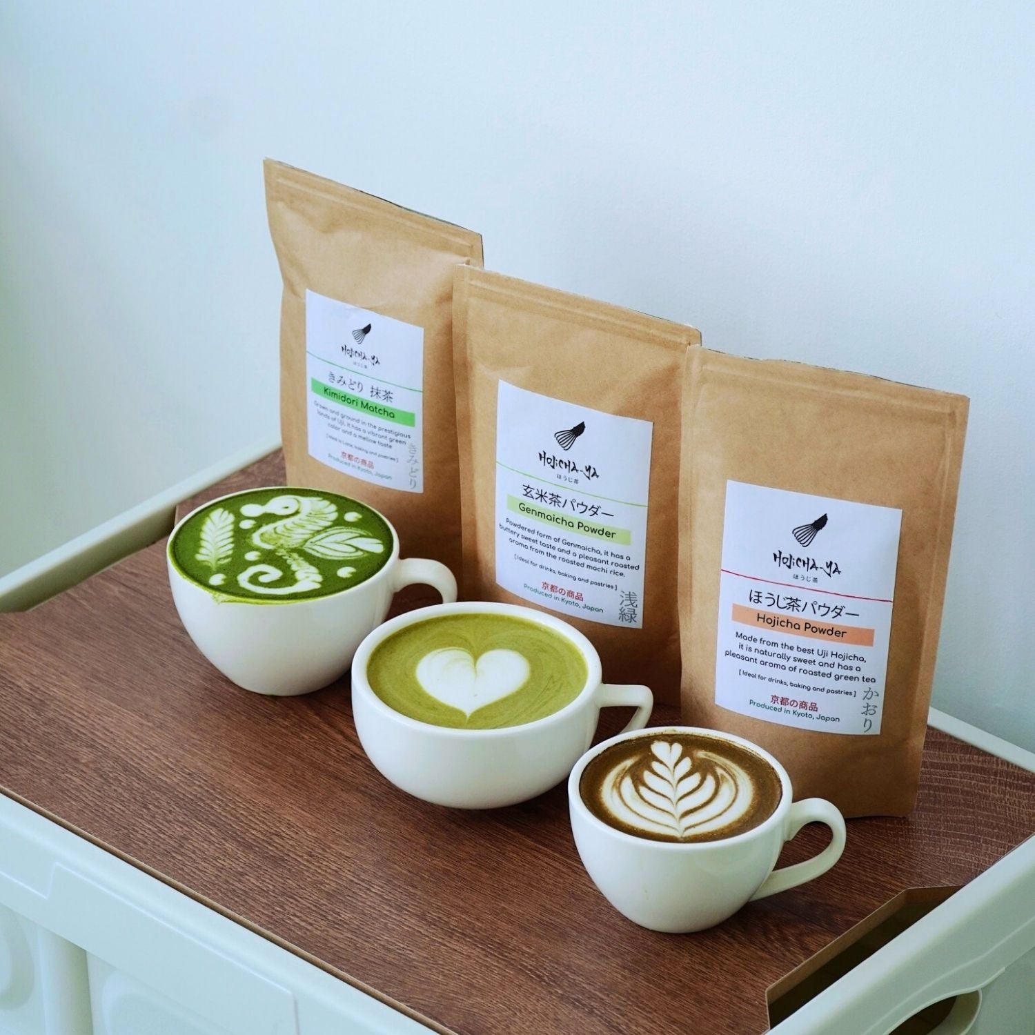 Three shades of genuine green tea powder of variety Japanese green tea powder for Trio Bundle