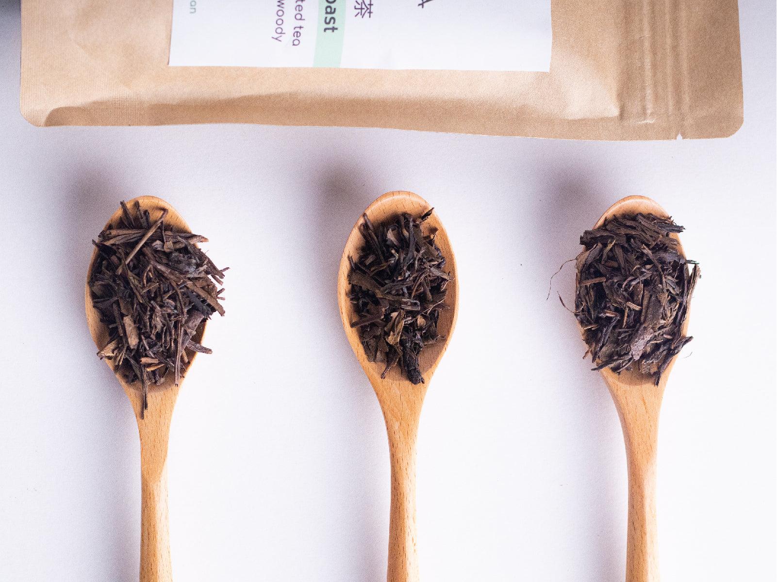 Hojicha Kyo Dark Roast, bold and smoky Japanese roasted green tea, perfect for a relaxing evening brew