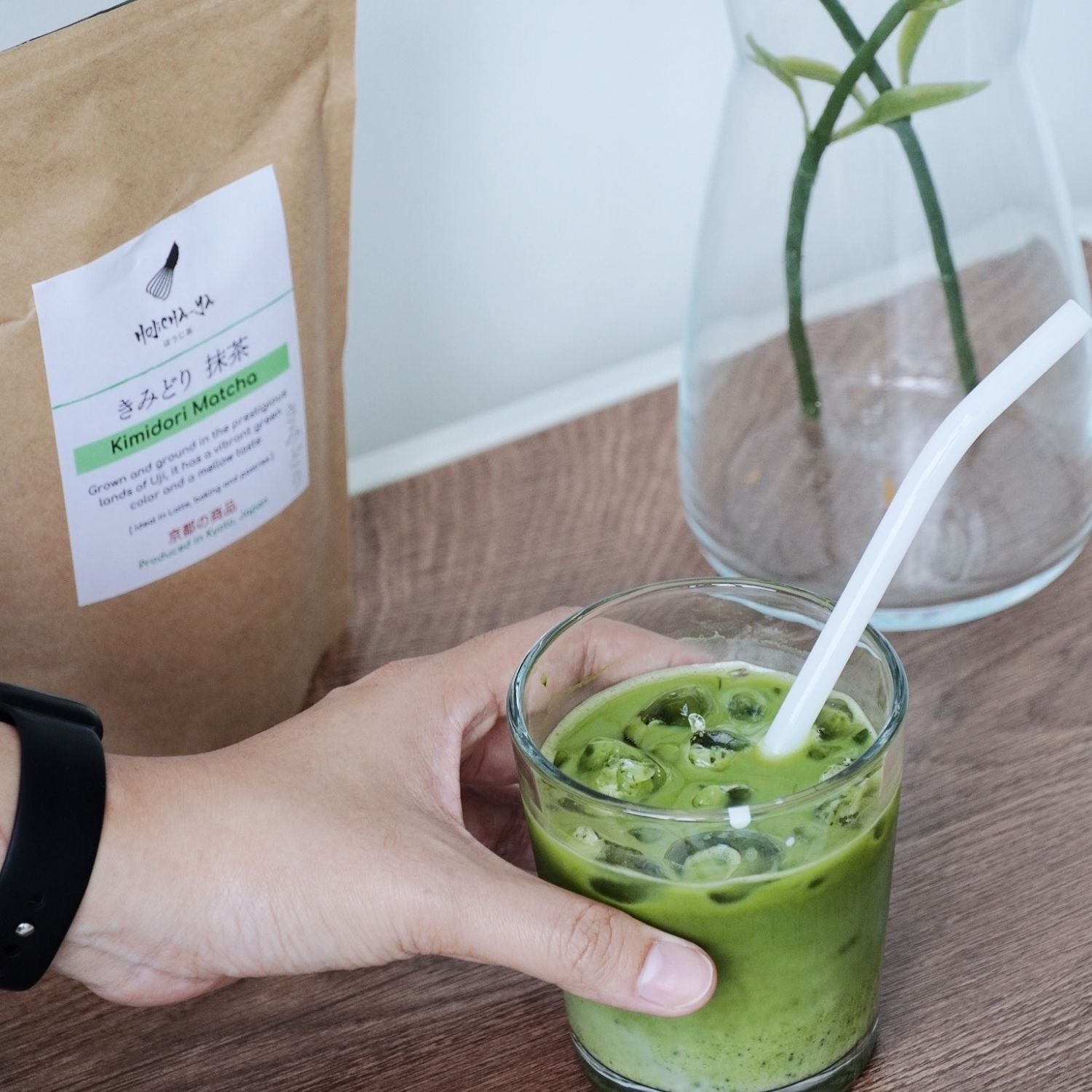 Refreshing iced Kimidori Matcha drink made with premium Japanese green tea powder, perfect for Malaysia's warm weather